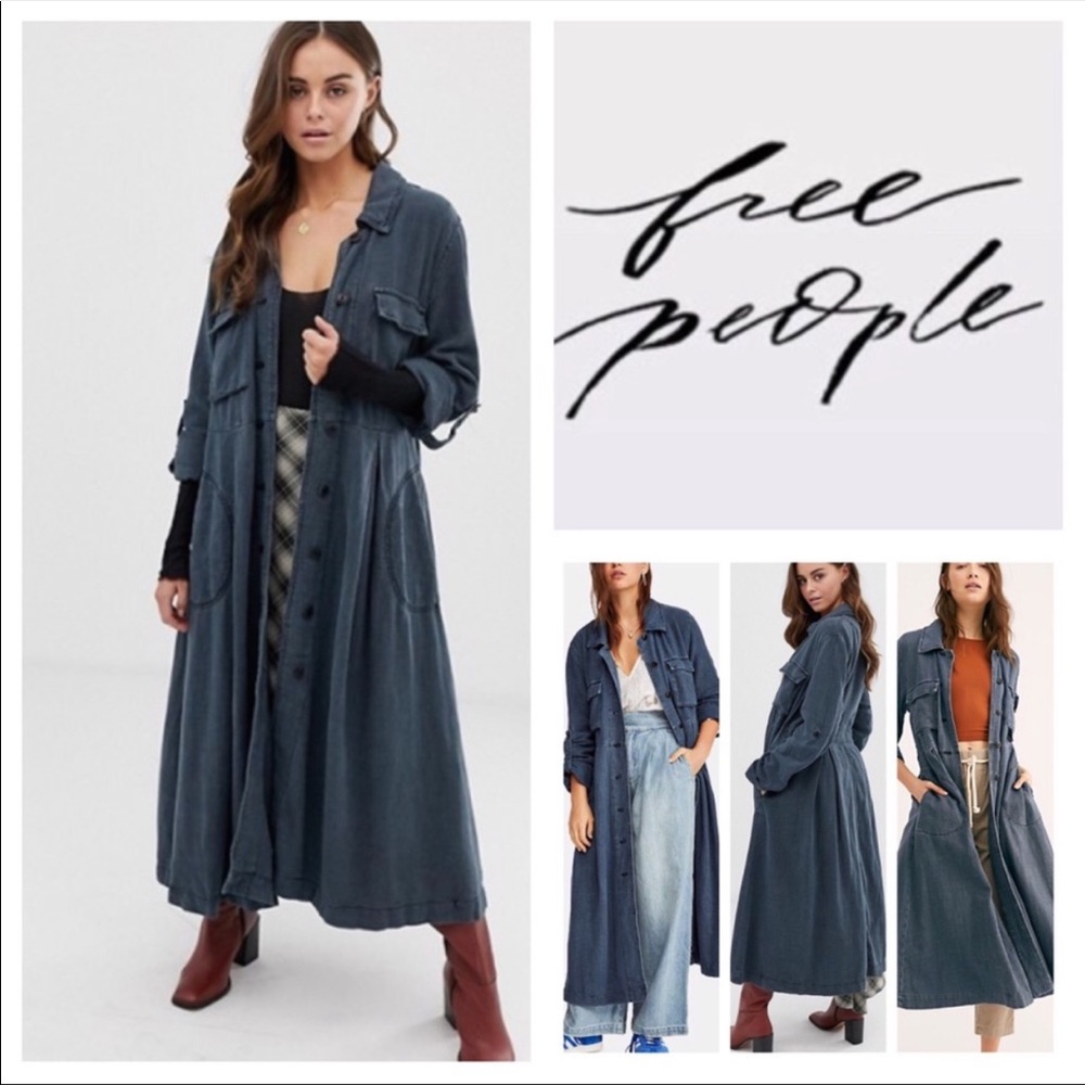 Free people Rainz Denim Duster jacket Sz XS